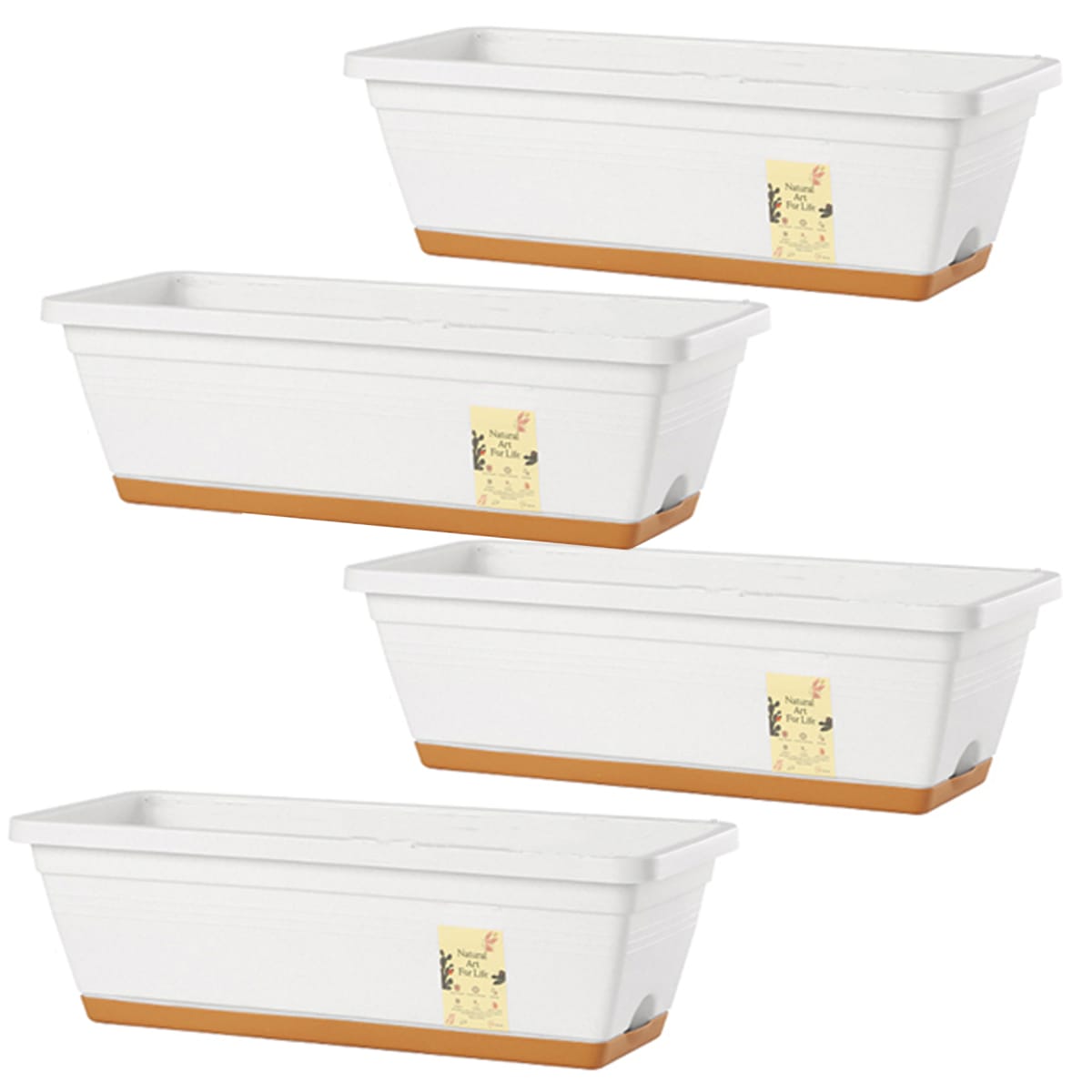 Kit 4 Jardineras con Bandeja Extraíble y Drenaje Reflexivo Blanco4