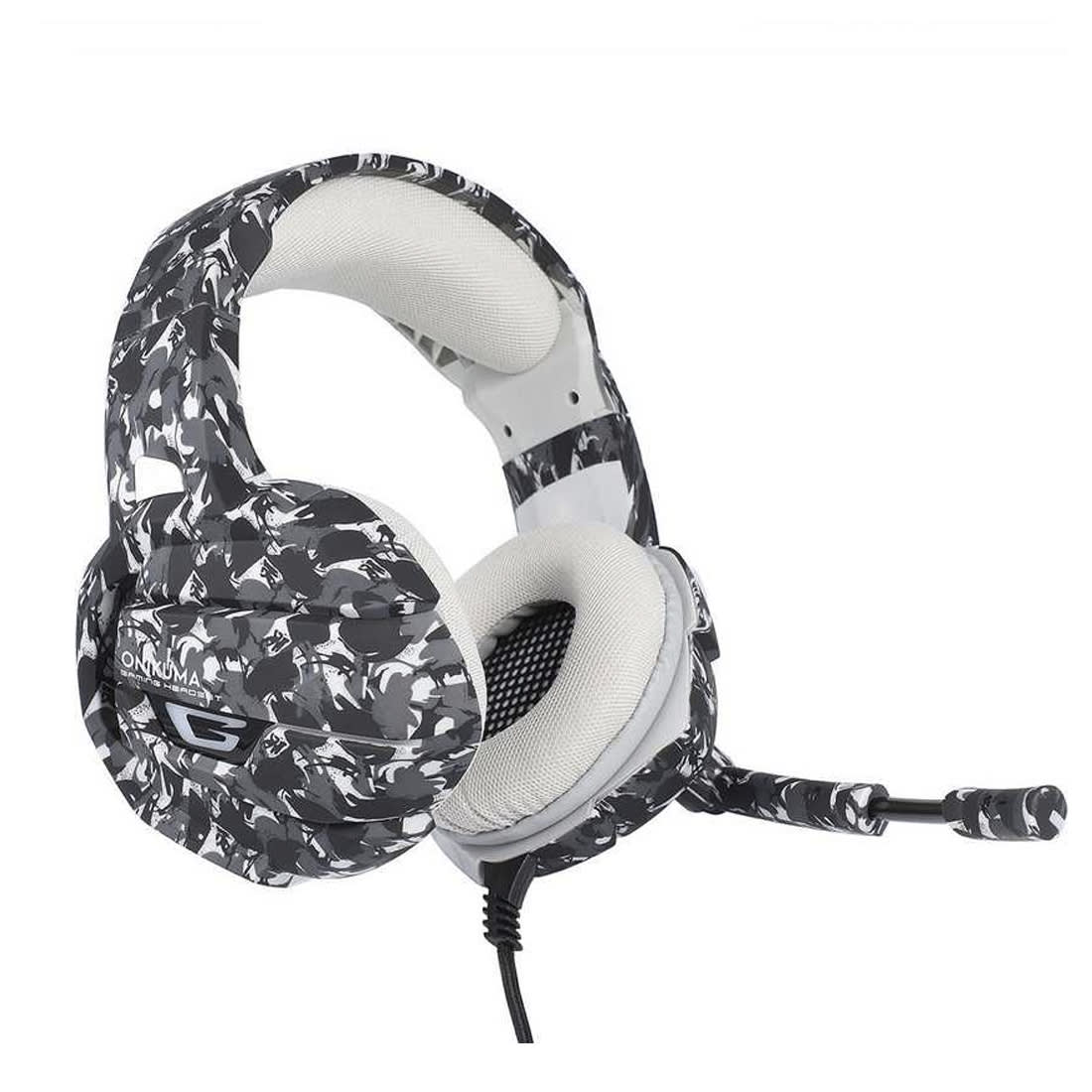 Audífonos Gamer Onikuma K5 Diseño Camuflaje Gris Micrófono3