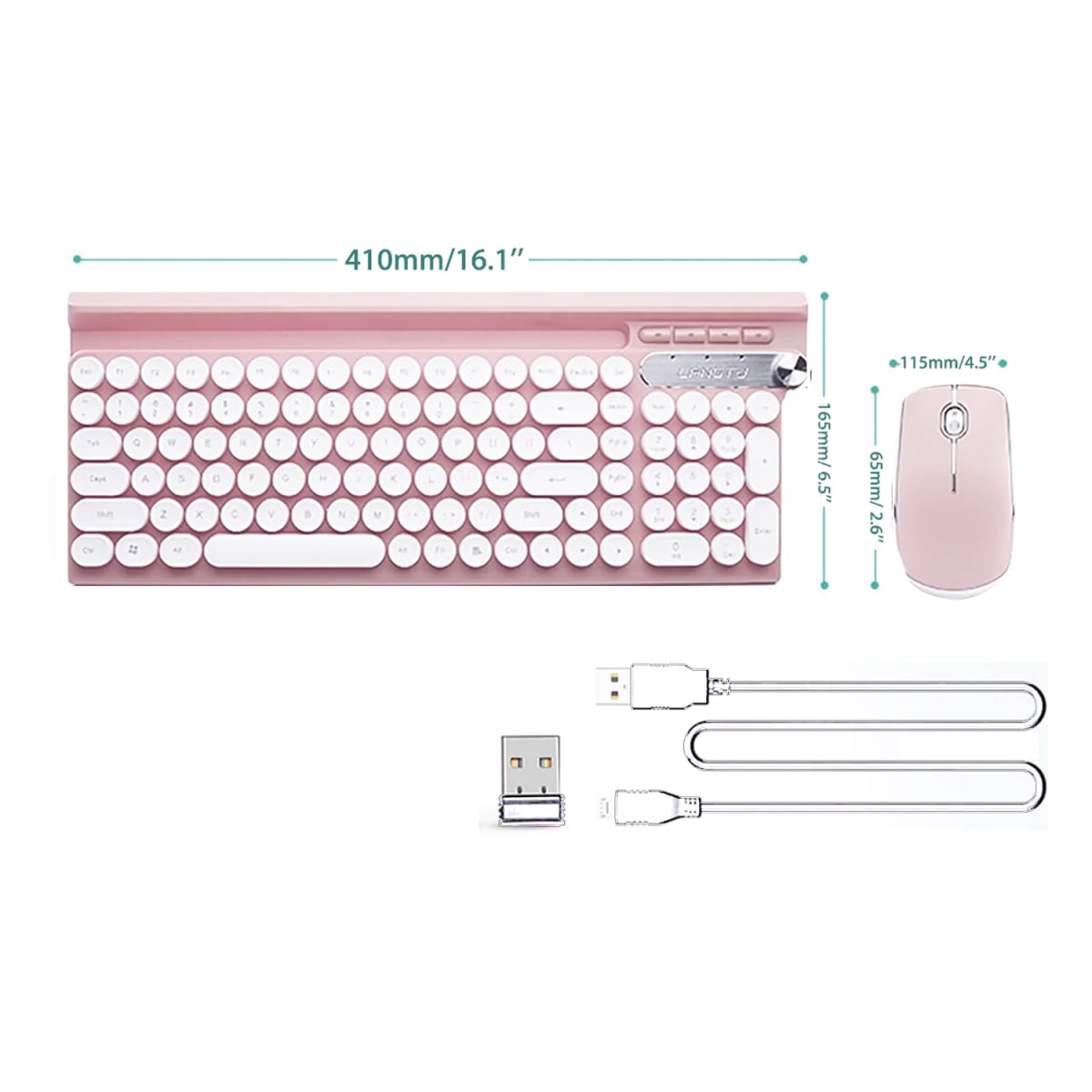 KIT TECLADO RECARGABLE INALAMBRICO ROSADO LANGTU3