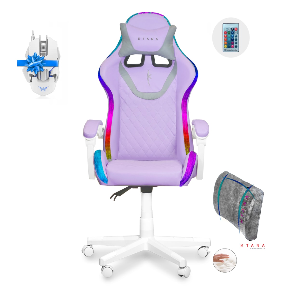 Silla Gamer Led Spectre Premier Ktana Morado con Cojín Ergo1