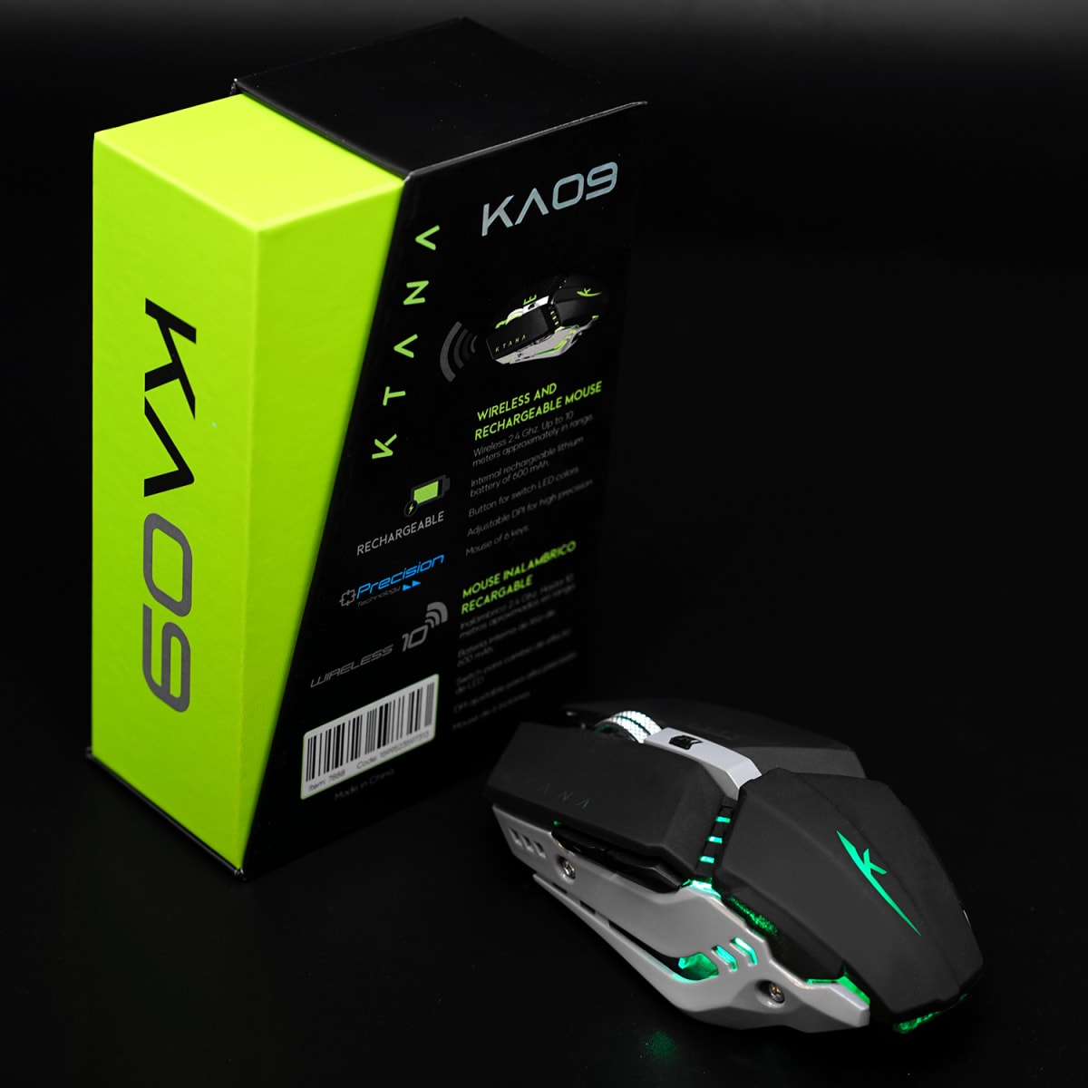 Mouse Gamer Inalambrico Recargable KTANA K09 Negro promo llavero de Regalo4