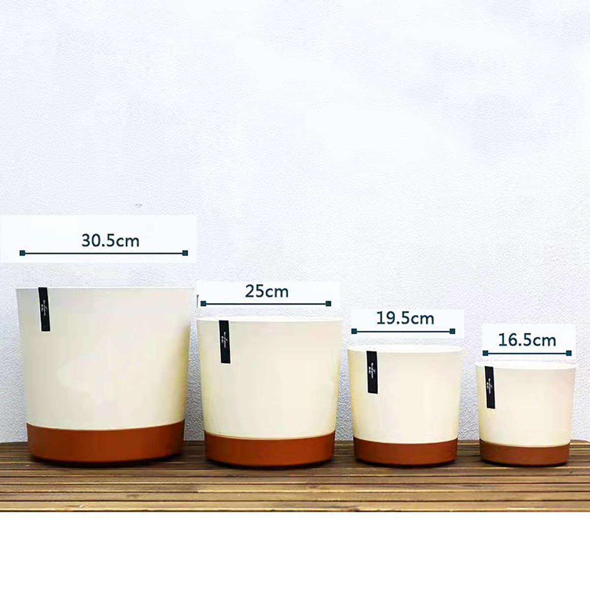 Macetero con Bandeja Extraíble y Drenaje Reflexivo 30x28 cms Blanco7