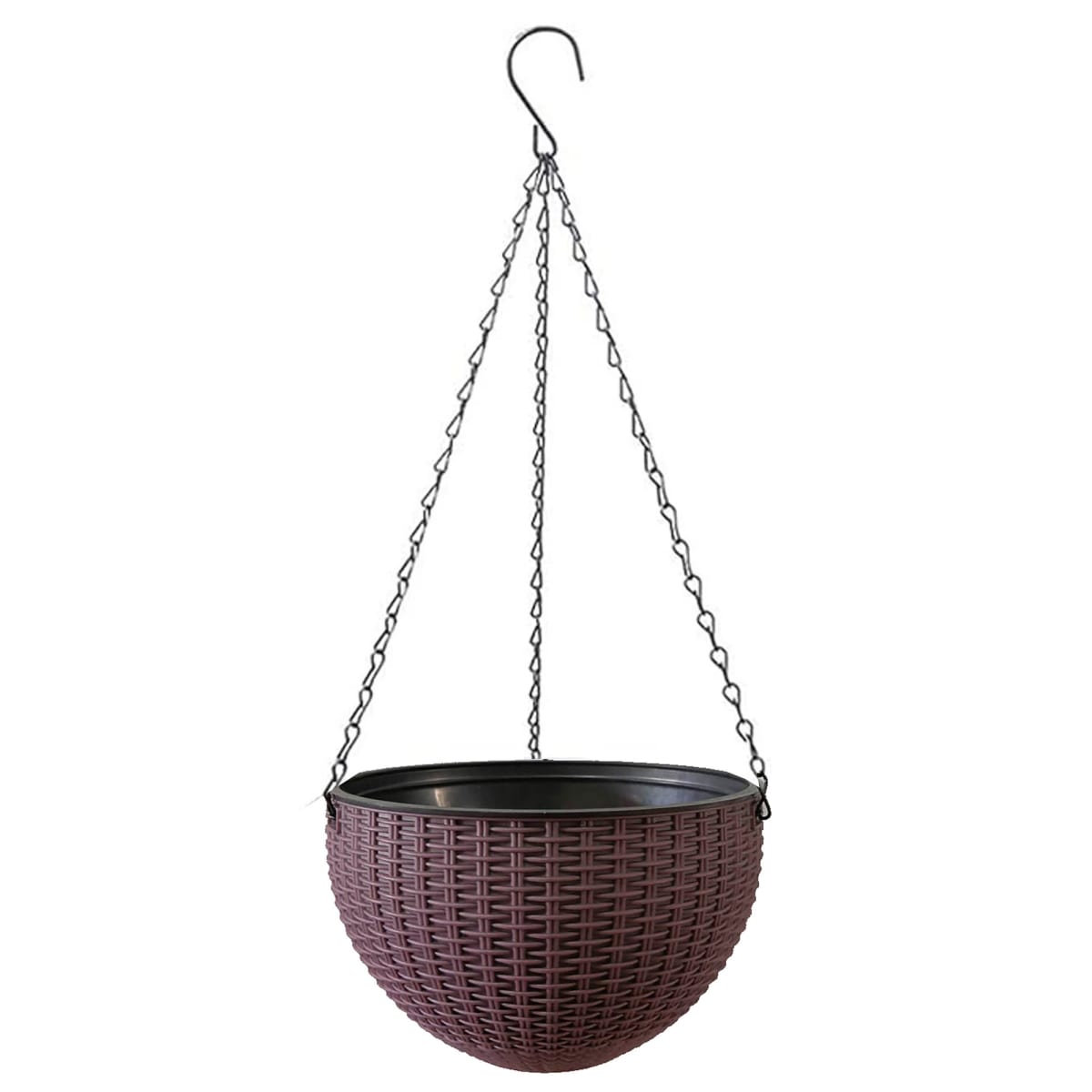 Macetero Colgante Plástico Diseño Ratan Café1