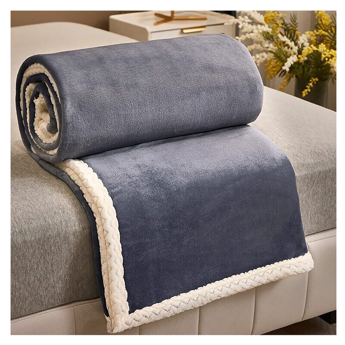 Manta Frazada Térmica Doble Capa Felpa larga Suave Grafito 120x200 cms2