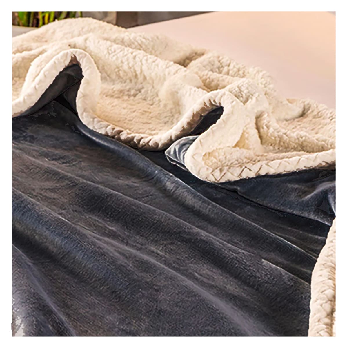 Manta Frazada Térmica Doble Capa Felpa larga Suave Grafito 180x200 cms2