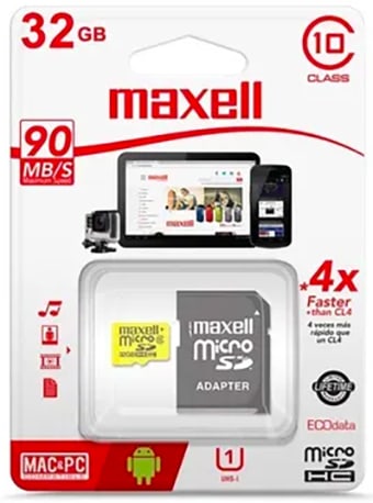 Tarjeta de Memoria Micro SD Maxell de 32 GB clase 101
