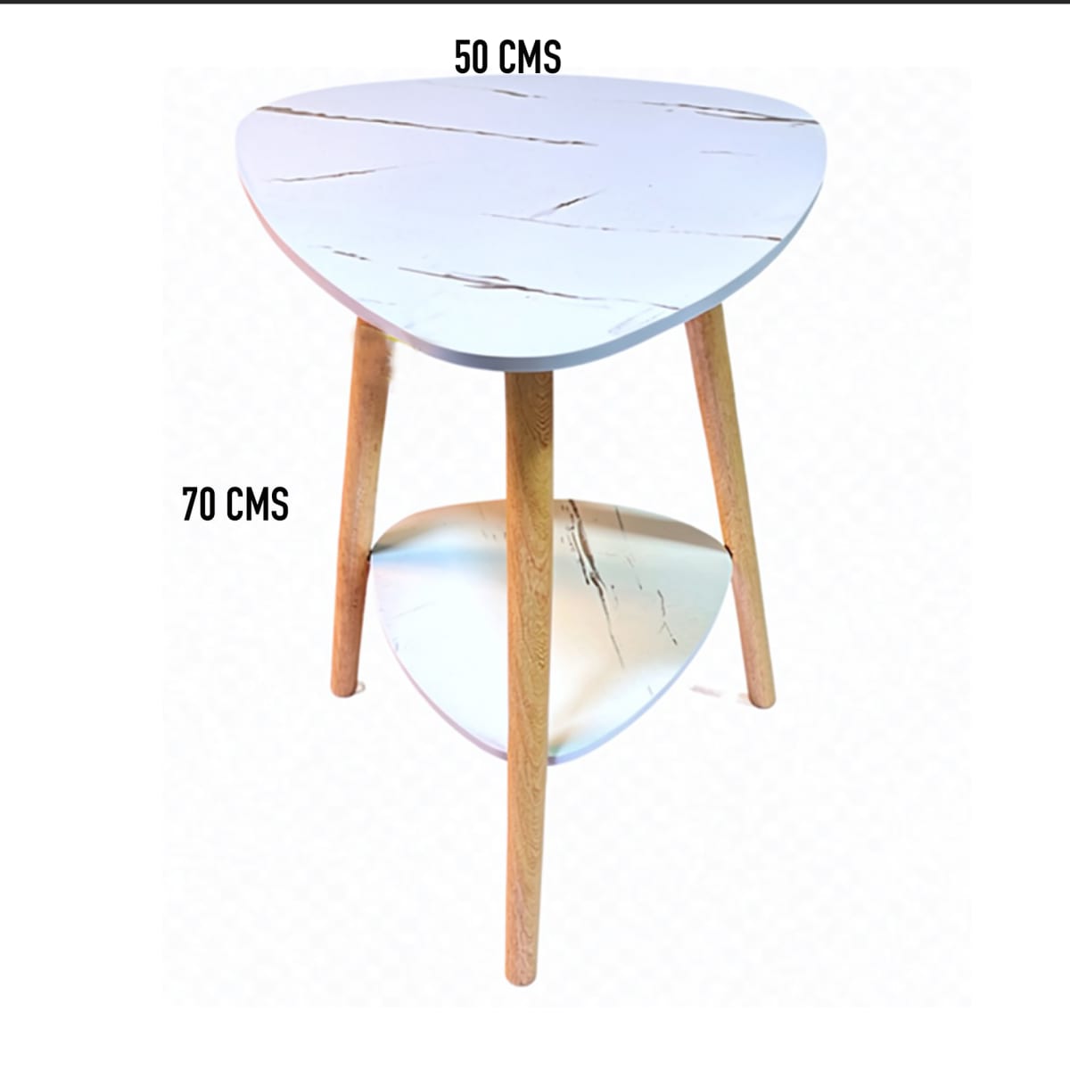 Mesa Triangular 2 niveles color Madera Blanca1