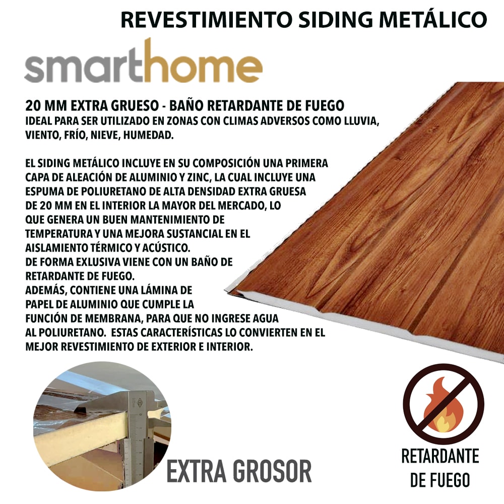 Kit 10 Planchas Siding Metal Extra Grosor 20 mm Color Oregón6