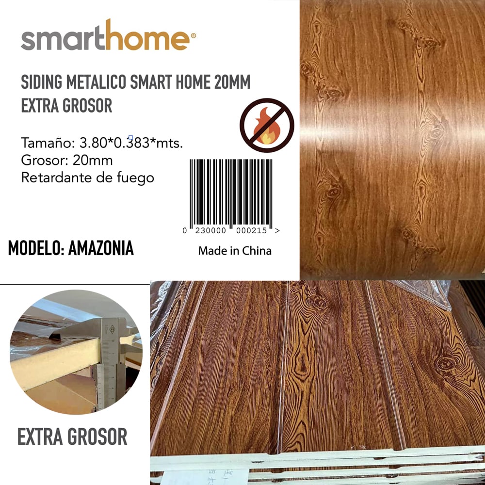 Kit 10 Planchas Siding Metal Extra Grosor 20 mm Color Amazonía2