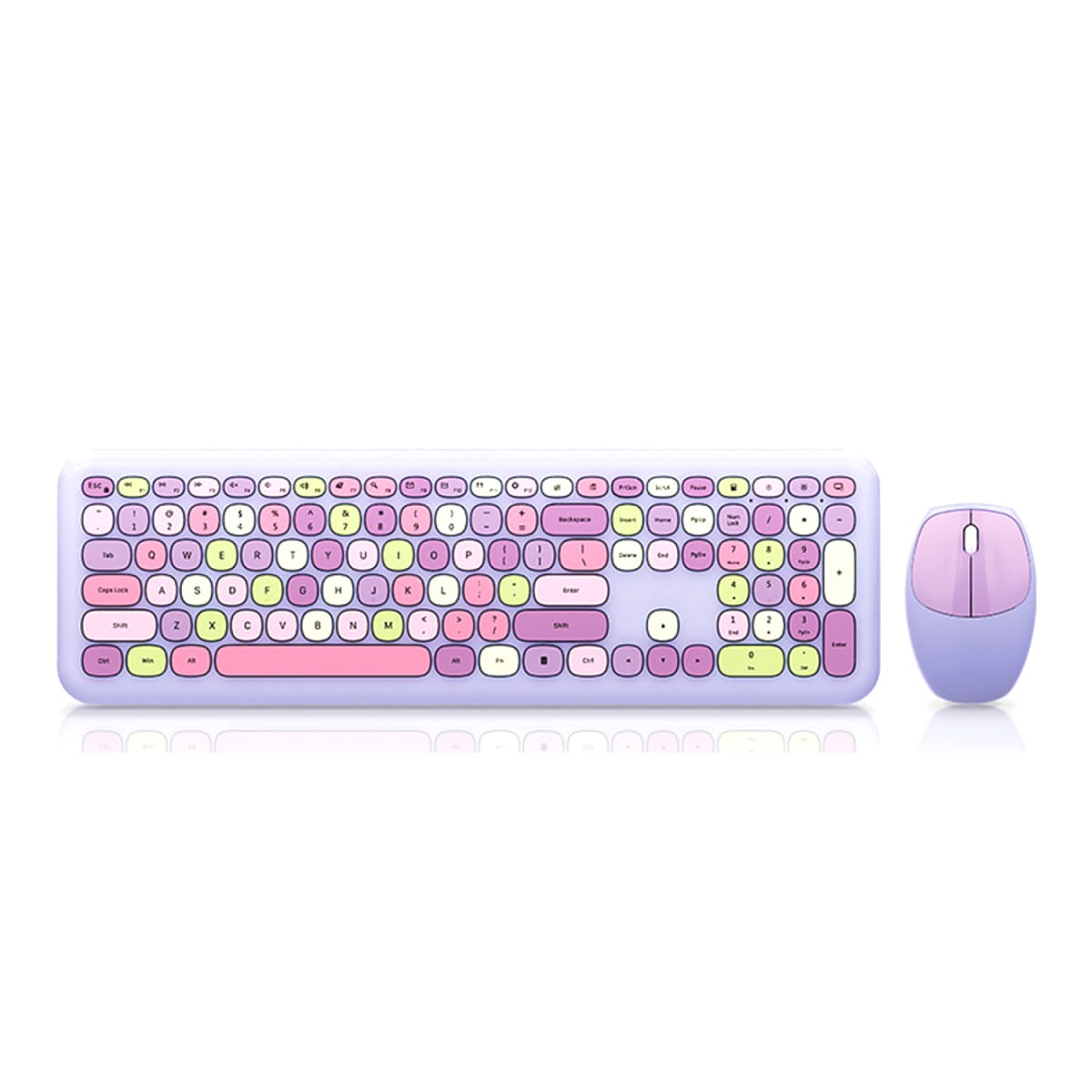Kit Teclado y Mouse Inalámbrico Mofi Lila3