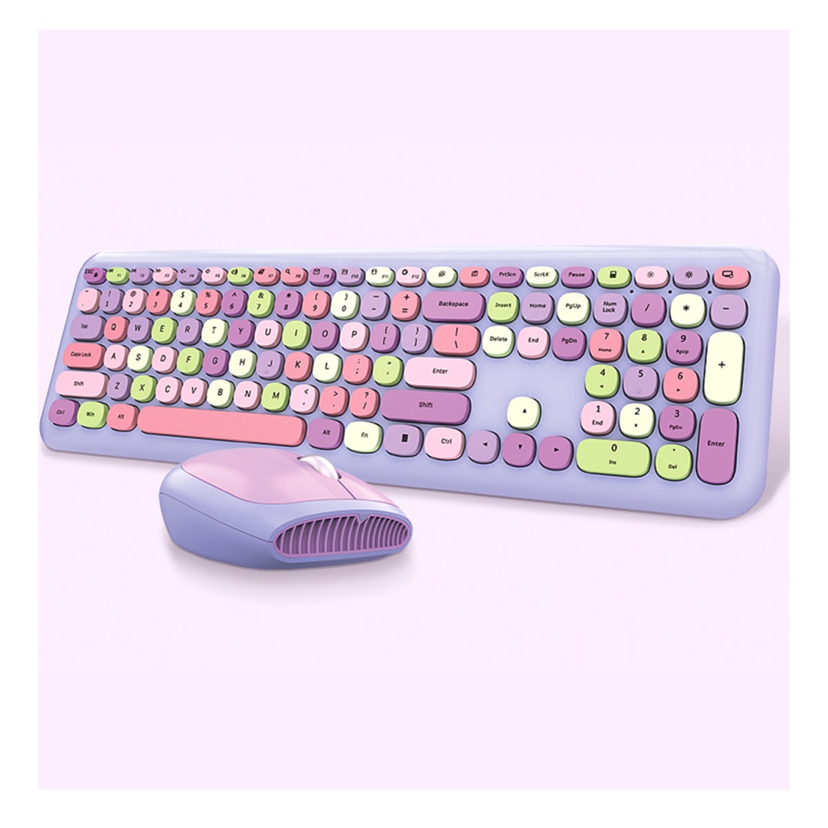 Kit Teclado y Mouse Inalámbrico Mofi Lila1