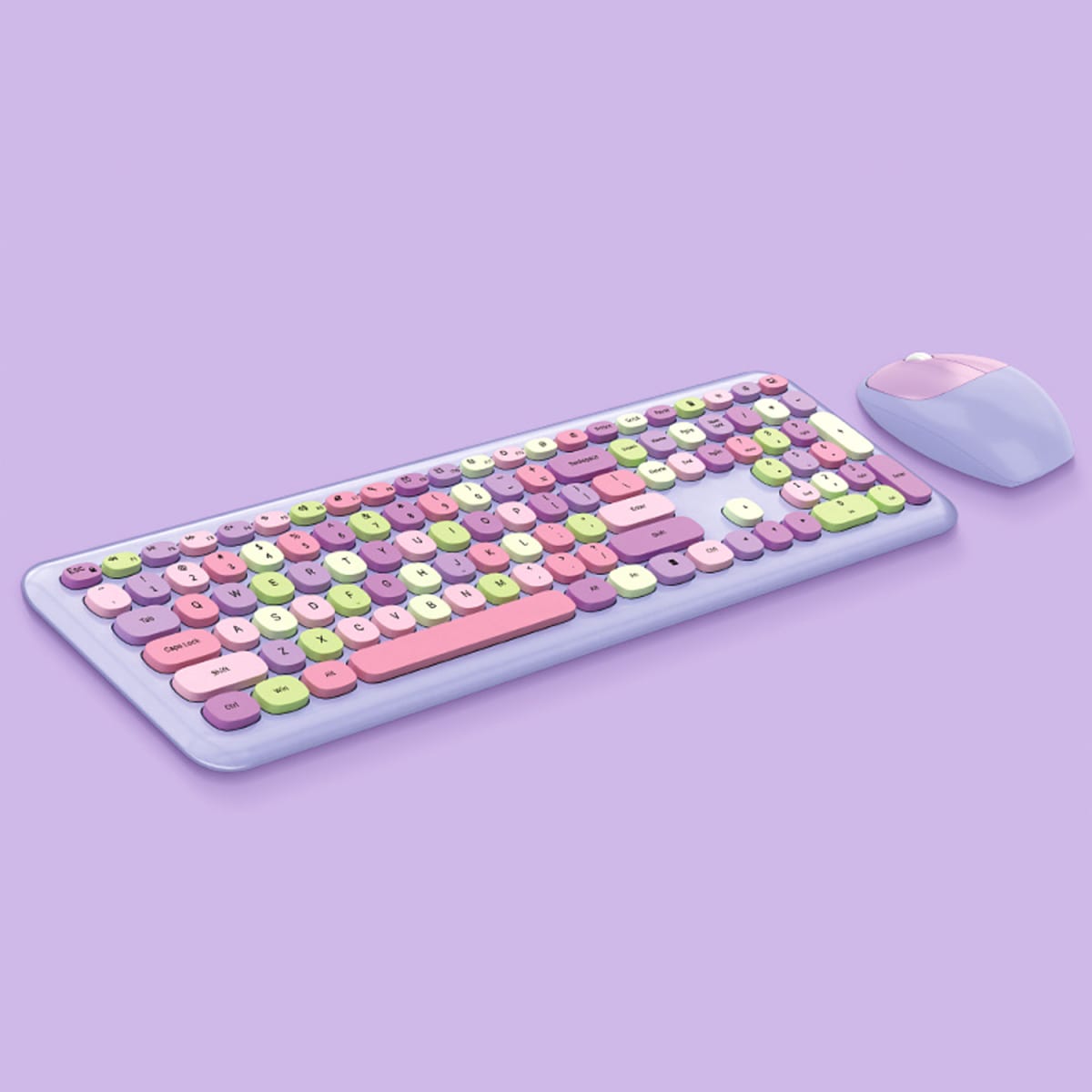 Kit Teclado y Mouse Inalámbrico Mofi Lila5