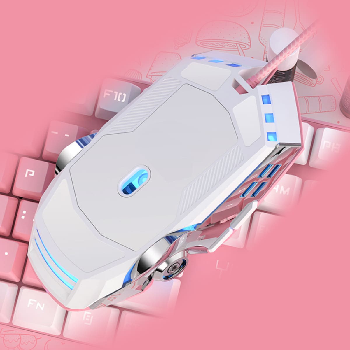 Mouse Gamer Alámbrico Rosa Modelo W011