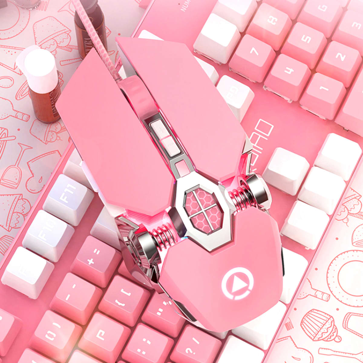 Mouse Gamer Alámbrico Rosa Modelo W012