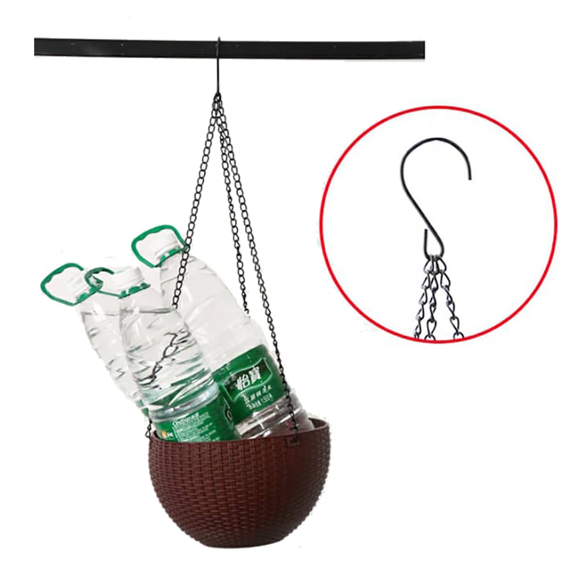 Kit 2 Maceteros Colgante Plástico Diseño Ratan Café2