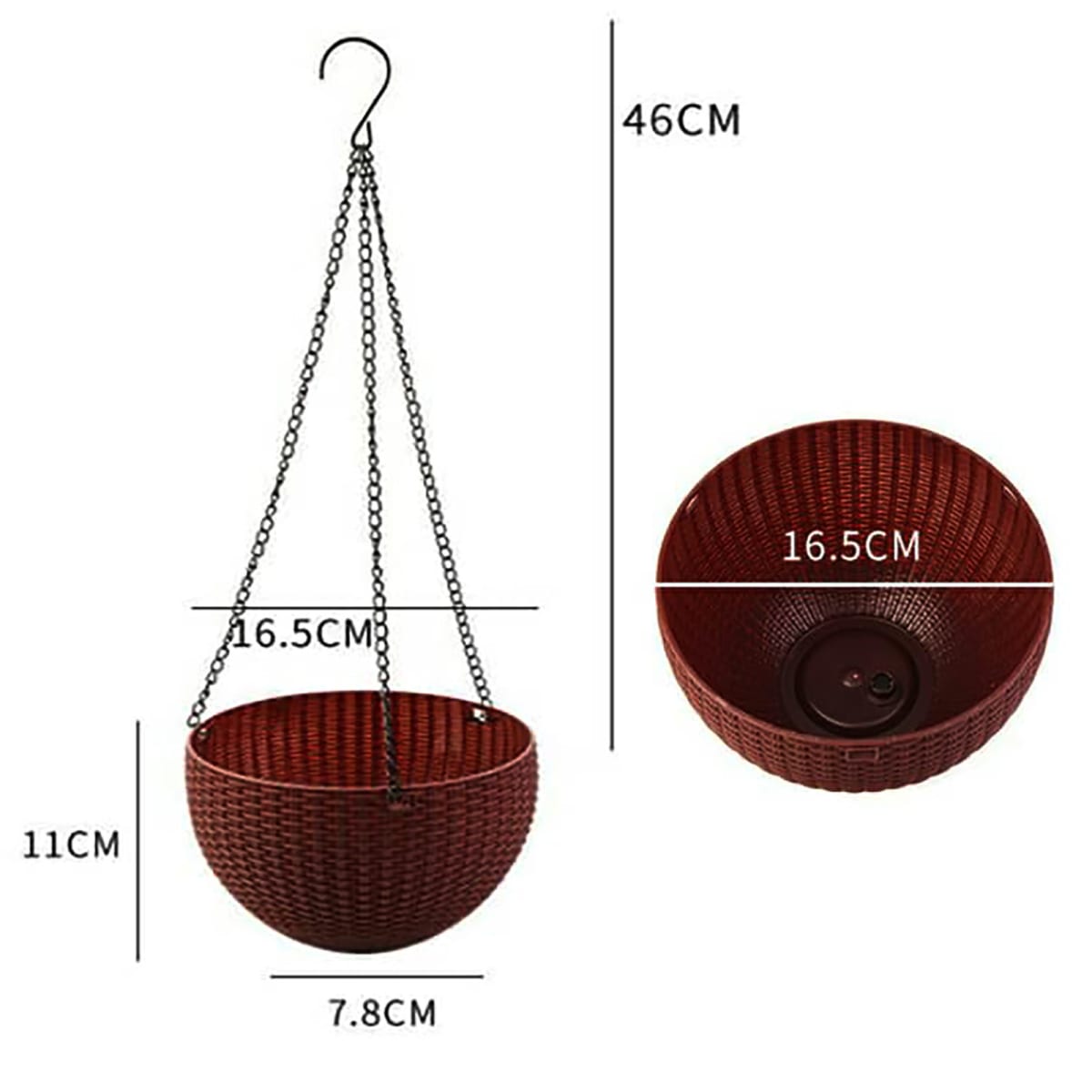 Kit 2 Maceteros Colgante Plástico Diseño Ratan Café4