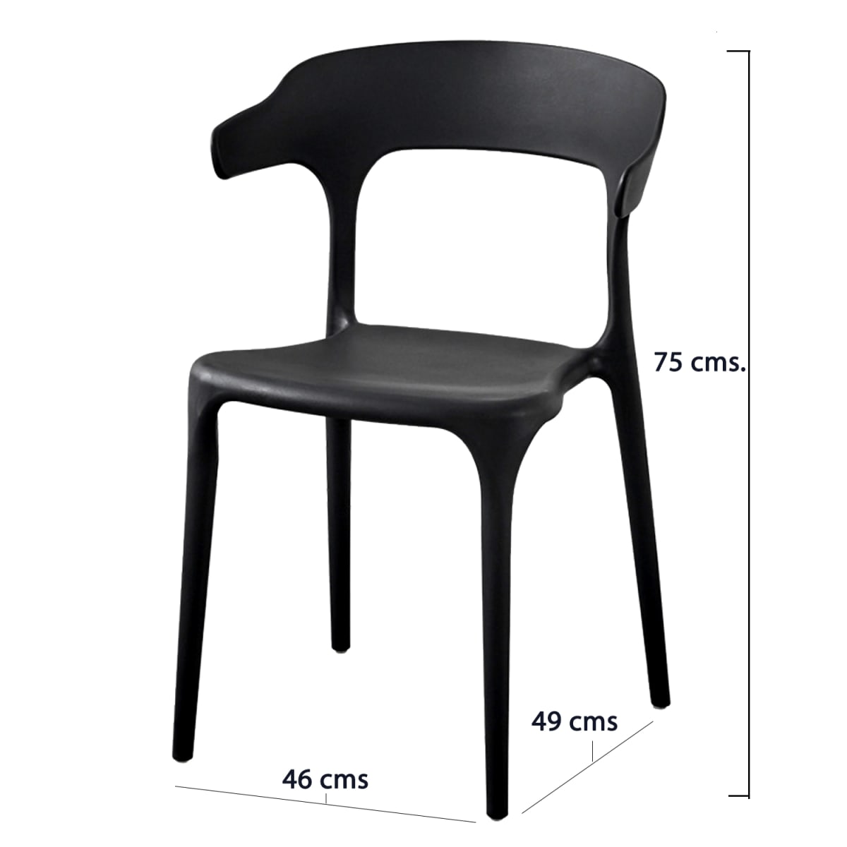 Silla Terraza PVC Rígido Negro Modelo Terra2