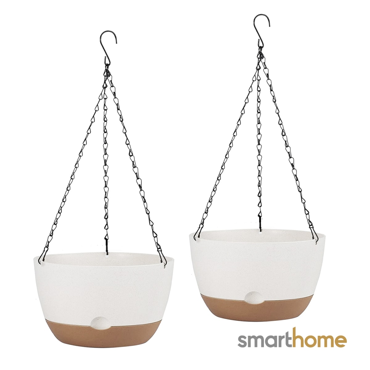 Kit 2 Maceta Colgante con Bandeja Extraíble y Drenaje L Blanca1