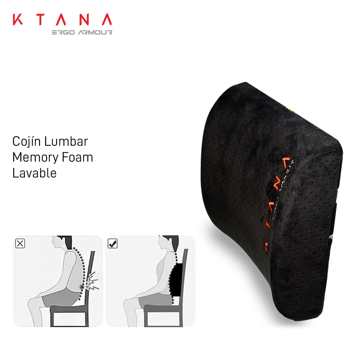 Silla Gamer Led Spectre Ktana Negra con Cojín Ergo Armor de Regalo4