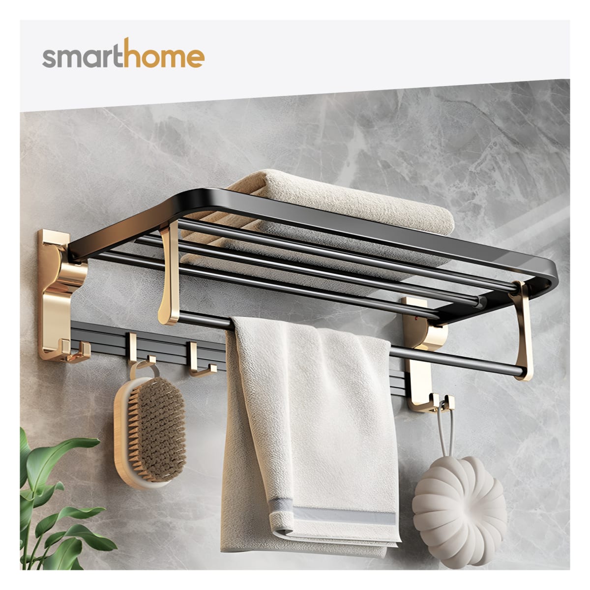 Toallero Plegable de Acero Smarthome Dorado Negro1