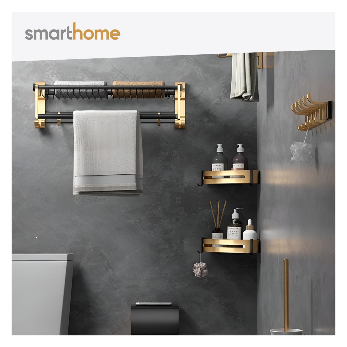 Toallero Plegable de Acero Smarthome Dorado Negro9