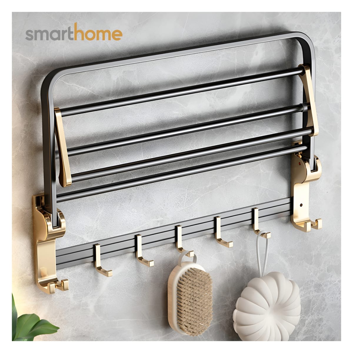 Toallero Plegable de Acero Smarthome Dorado Negro2
