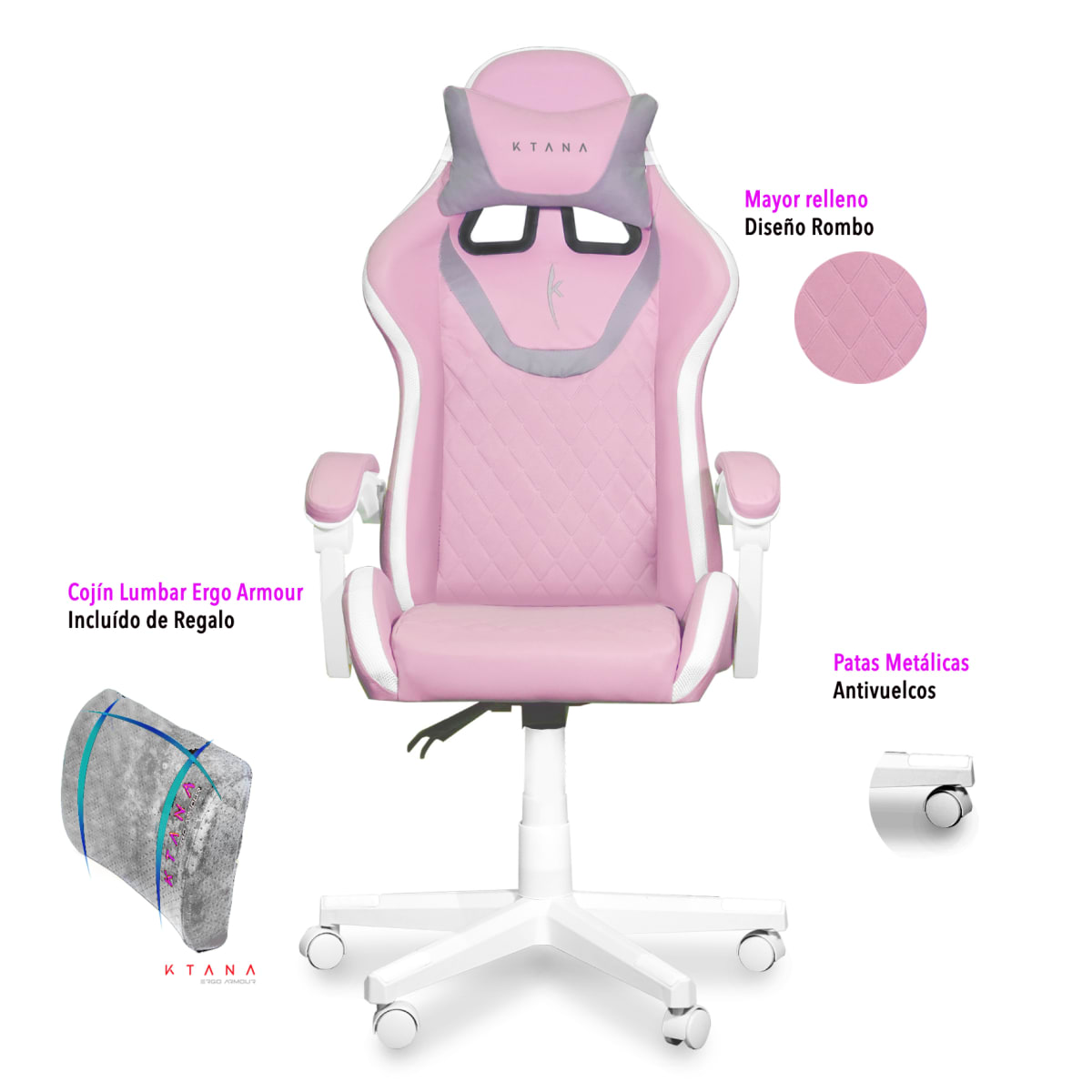 Silla Gamer modelo Ergo Prime Ktana Rosada1