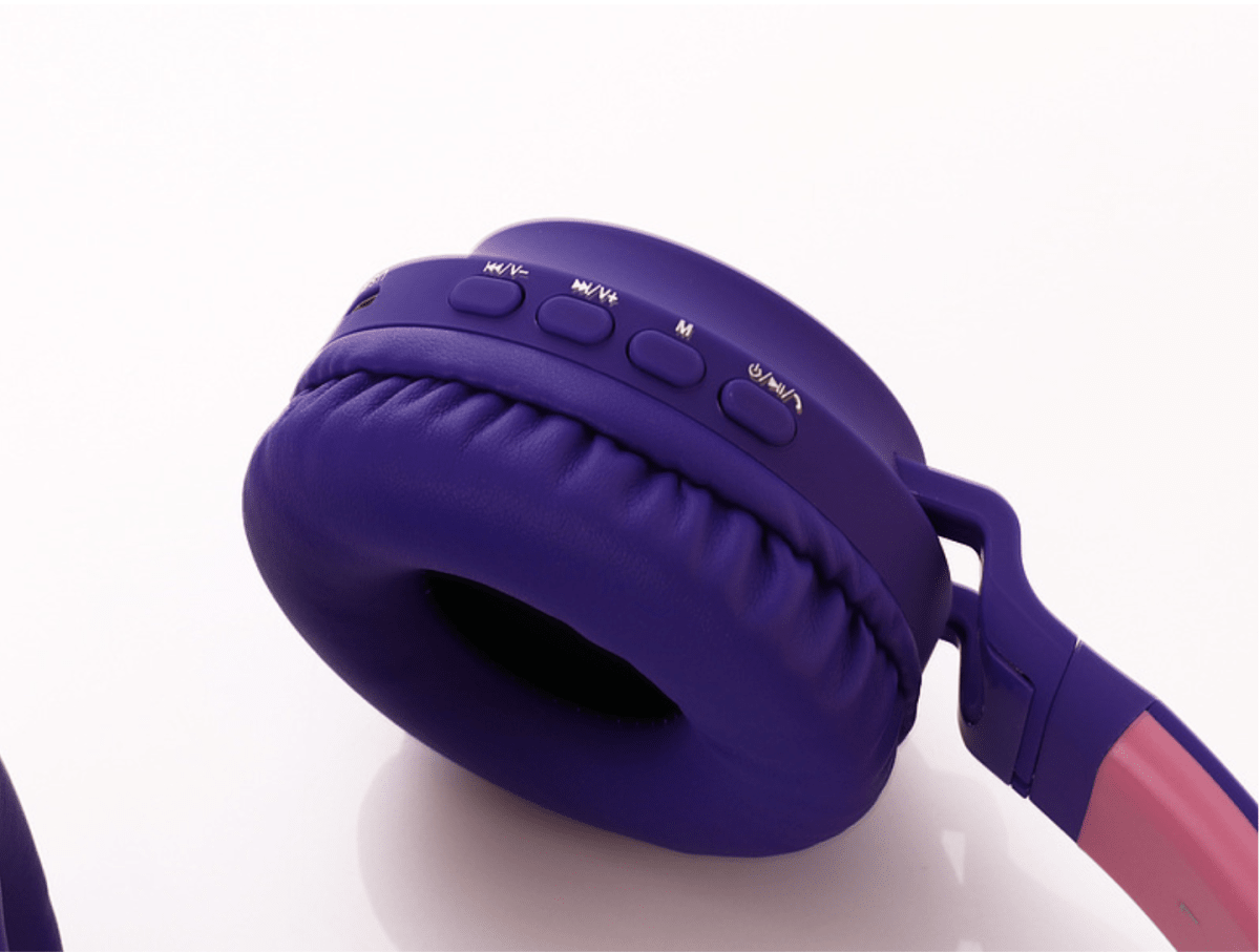 Audífonos Bluetooth Lolas inalámbricos con LED Gato MORADO2