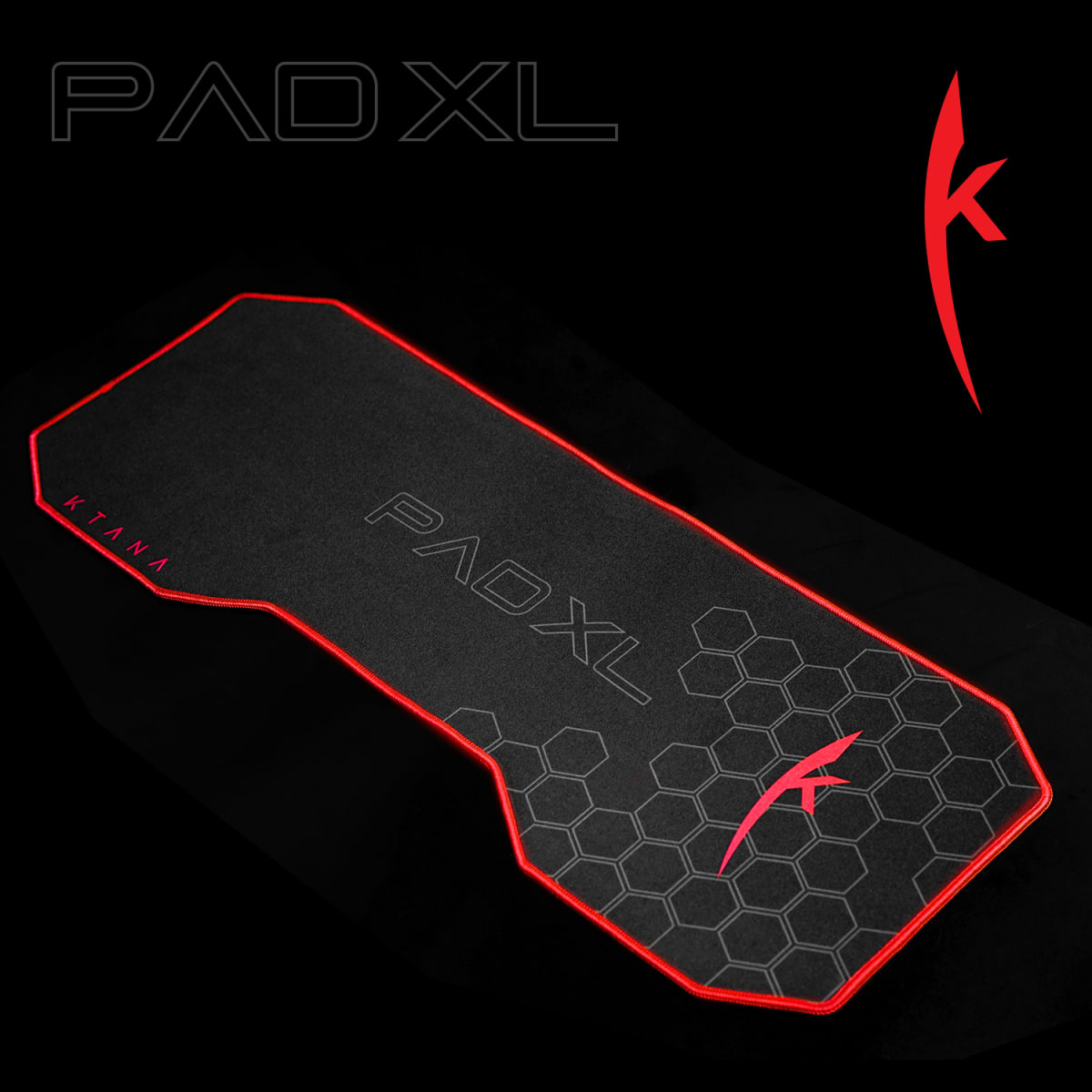 Mouse Pad Gamer Profesional Negro-Rojo 80x30 Cms Ktana5