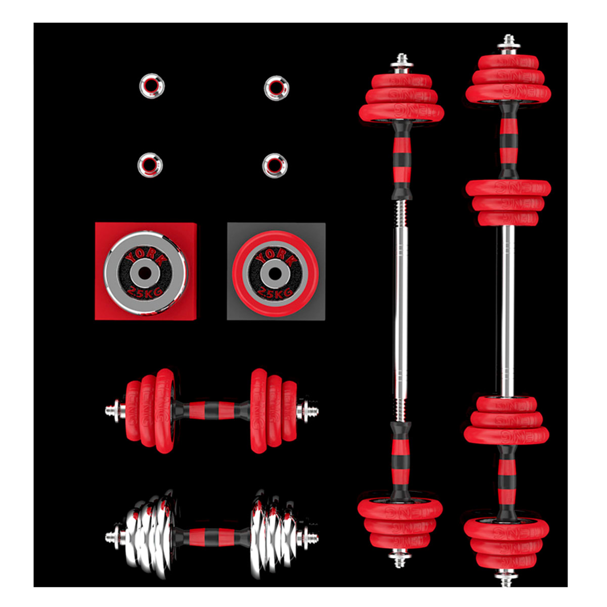 Set de Pesas Cromadas con Estuche 20k8