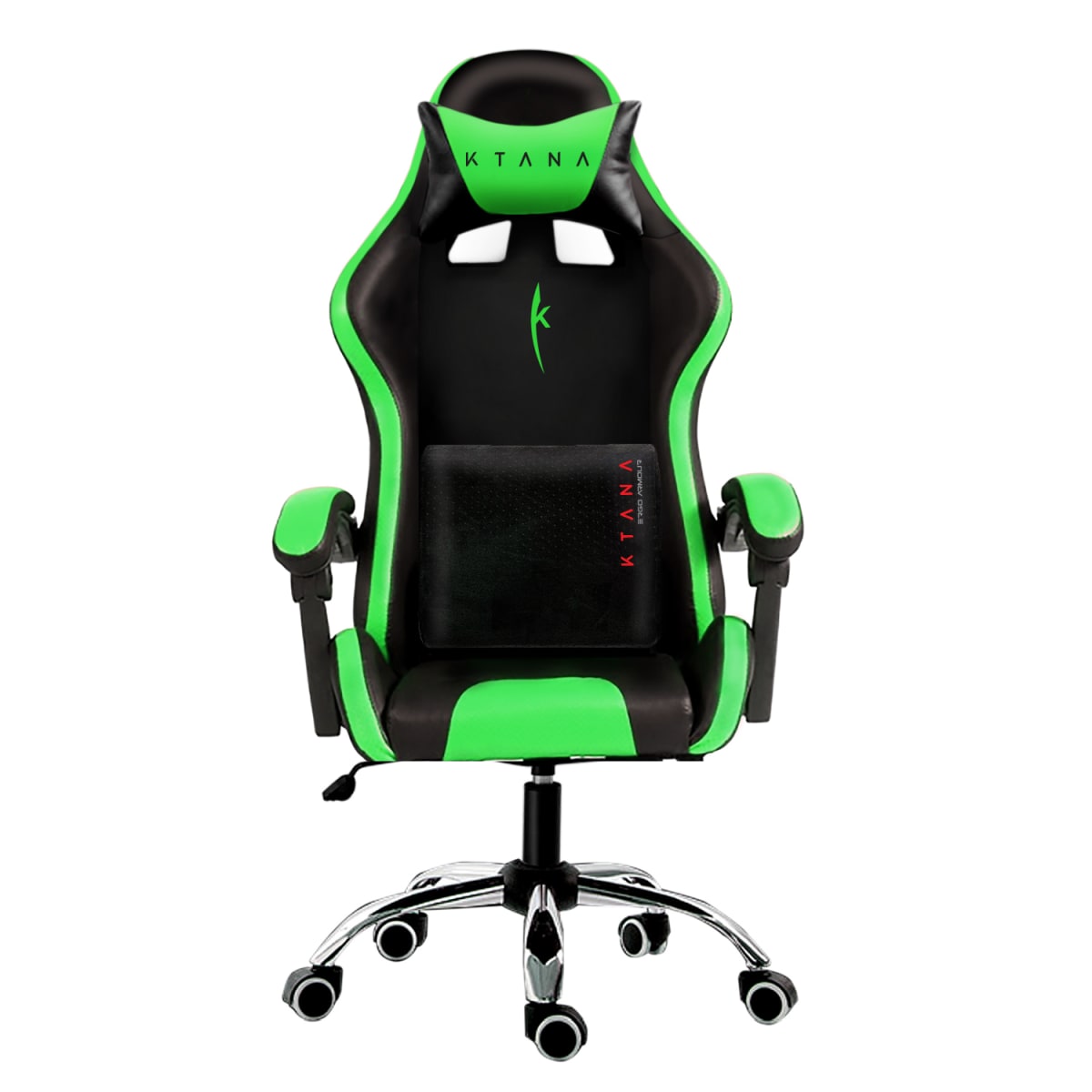 Silla Gamer Ergo Ultra Ktana Negro-Verde  Cojín Ergo Armour de Regalo2