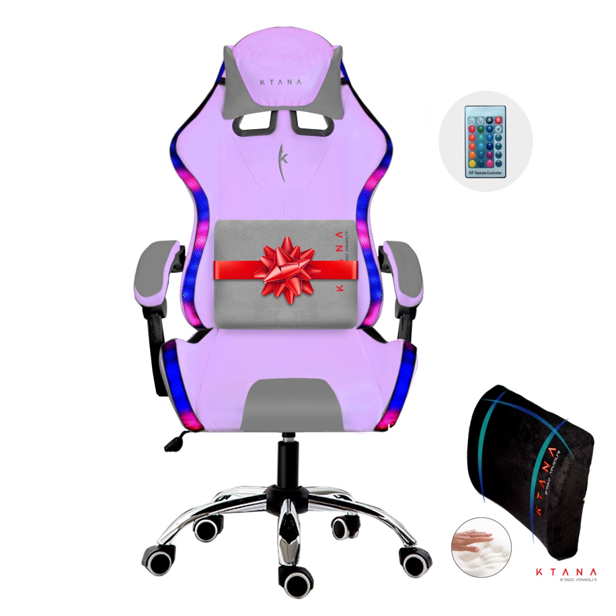 Silla Gamer Led Spectre Ktana Morada con Cojín Ergo Armor de Regalo4