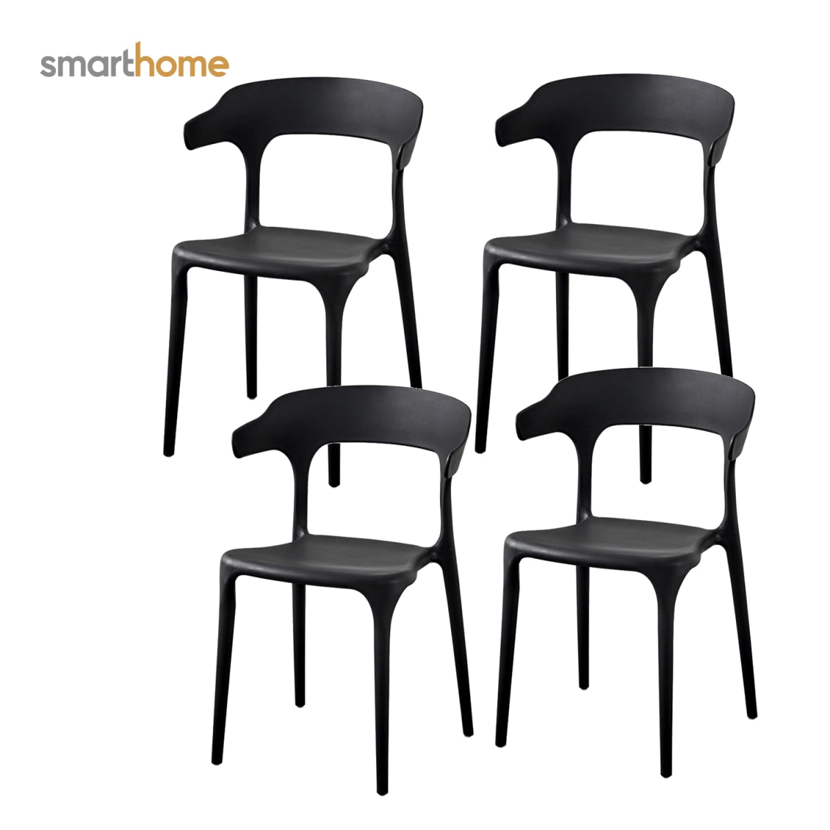 PACK 4 SILLAS TERRAZA PVC RIGIDO NEGRO MODELO TERRA1