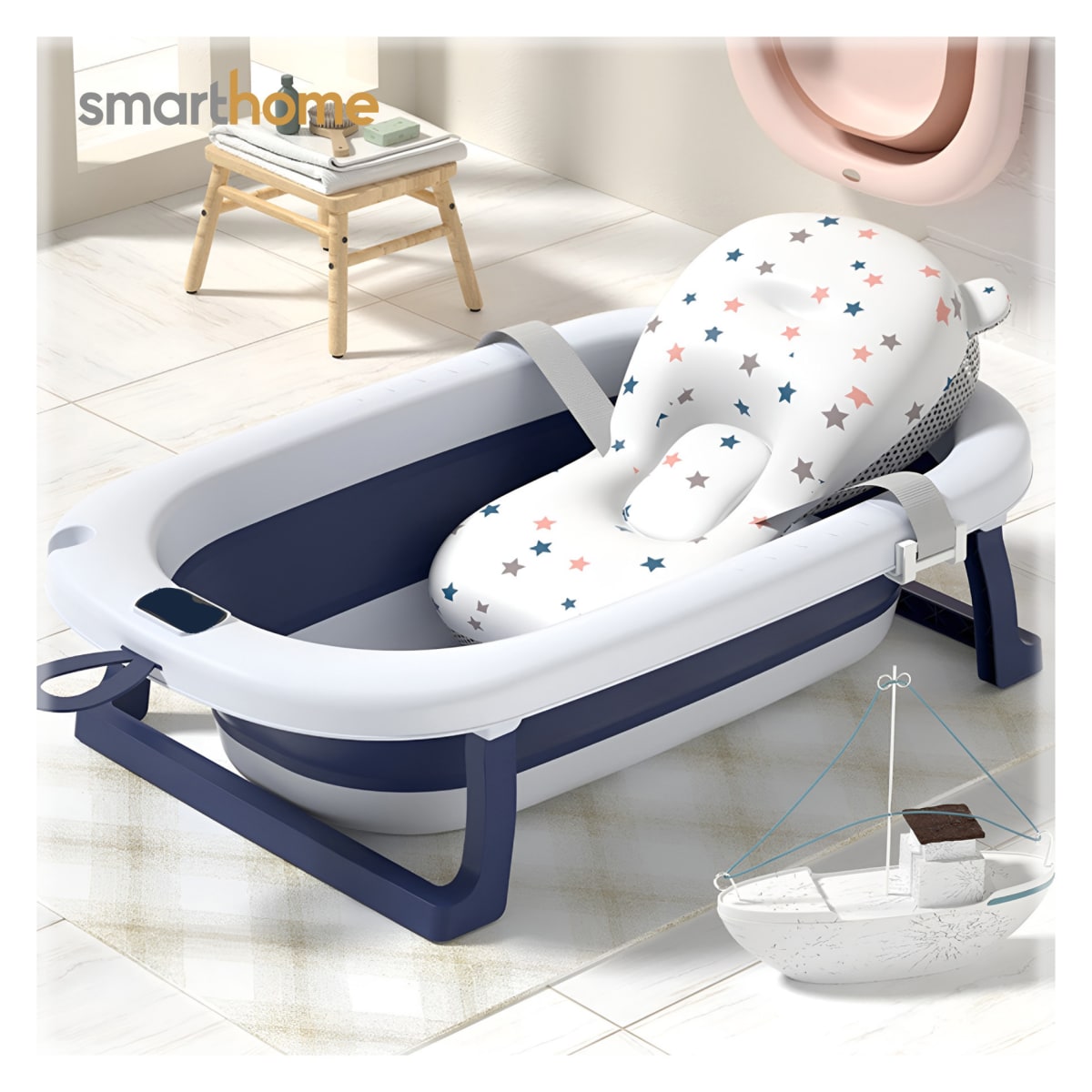 Bañera Plegable Smarthome Azul4