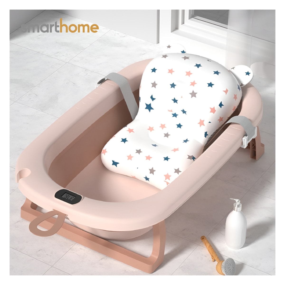 Bañera Plegable Smarthome con Termómetro Rosa1