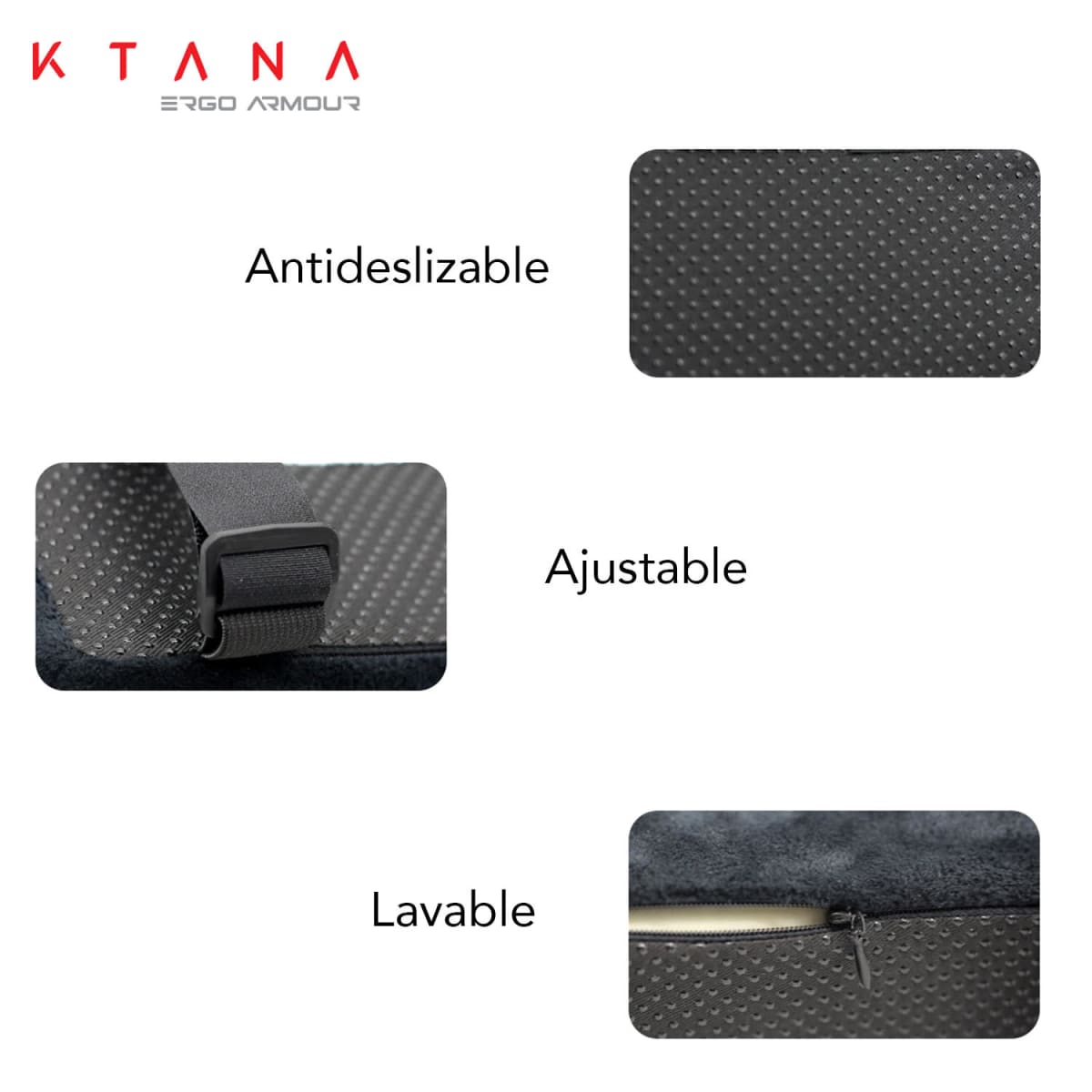 Set de Cojines Ergonómicos Apoya Brazos Ktana Negro8