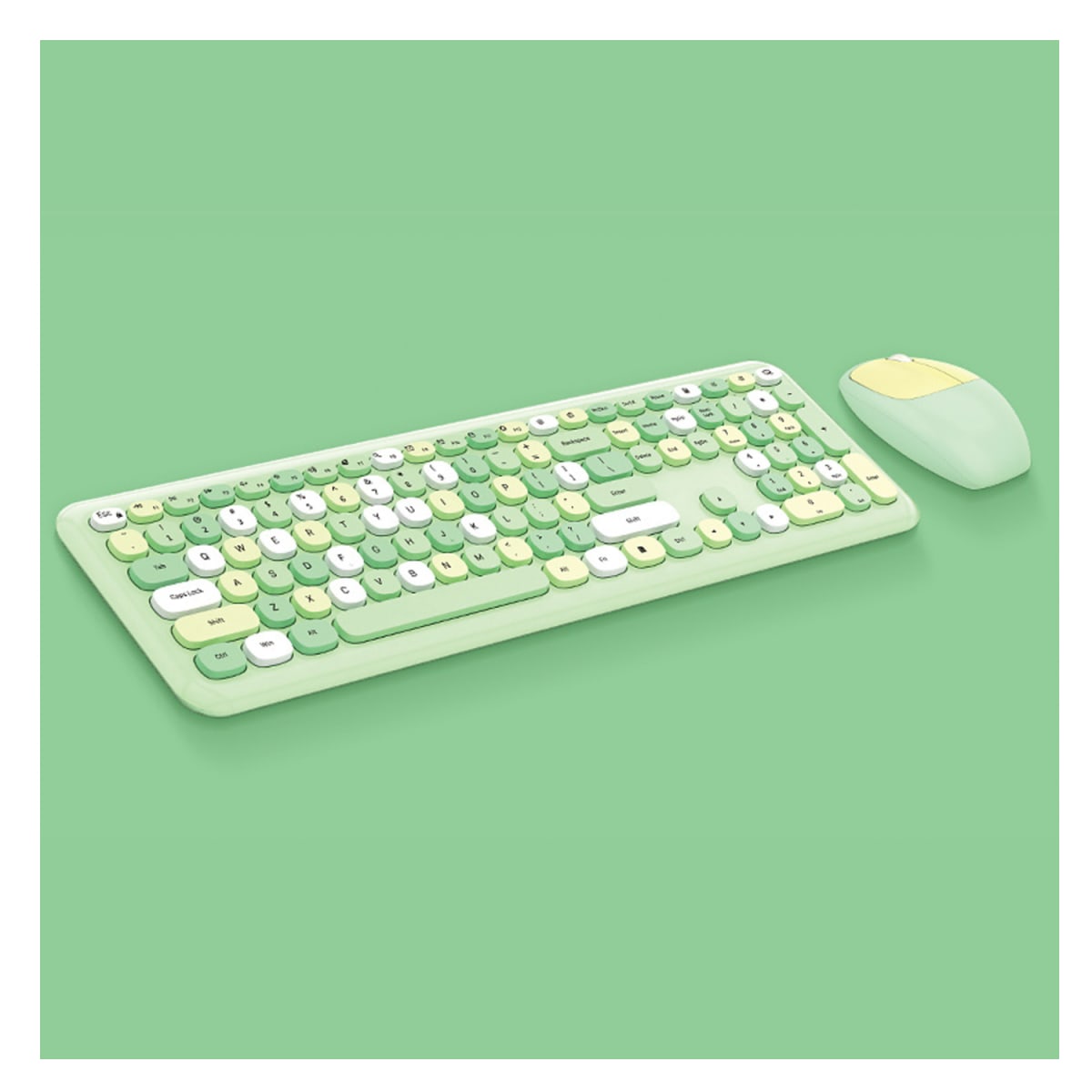 KIT TECLADO Y MOUSE INALÁMBRICO MOFI VERDE3