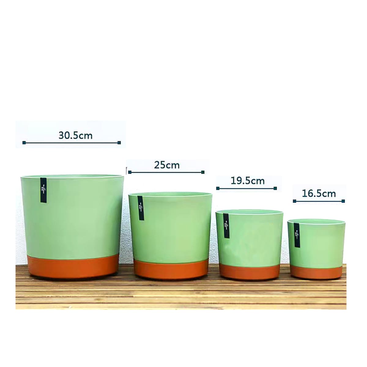 Kit 2 Maceteros con Bandeja Extraíble y Drenaje Reflexivo Verde M2