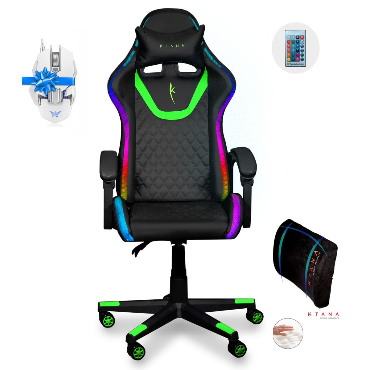 Silla Gamer Led Spectre Premier Ktana Negro con Cojín Ergo1