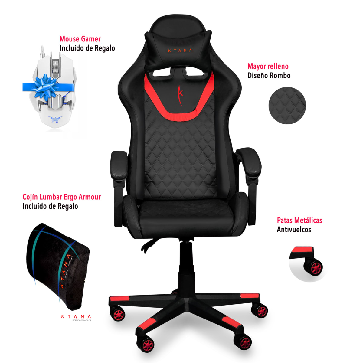 Silla Gamer Led Spectre Premier Ktana Roj2