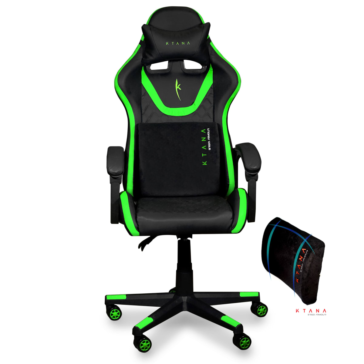Silla Gamer modelo Ergo Prime Ktana Negra - Verde2