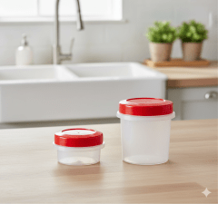 TAPER Plastico REDONDO Con Tapa Rosca 125ML y 250 ML- M&R