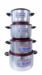 OLLA GUISERA De Aluminio 4 Pz. ANODIZADO Natural Asa Paraflama 24-30
