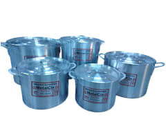 (5)JGO OLLA Aluminio ESPECIAL x 5 Pzs Con Tapa 28-40 - DEMETAL