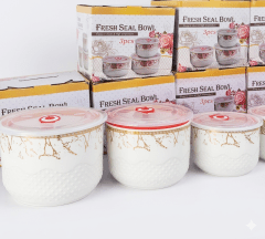 BOLO De Loza Diseño Dorado Con Tapa Plastica x 3 Pzas
