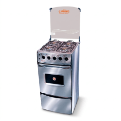 COCINA a GAS con HORNO LARISA 4 hornillas TOTAL ACERO tapa VIDRIO con ENCENDEDOR - FADIC