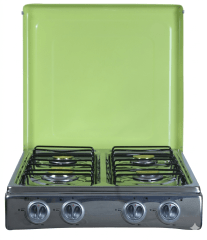 COCINA De GAS 4 Hornillas Con Mesa Enlozada Frontal Acero Tapa De Colores Modelo LUNA