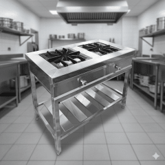 COCINA GAS Total Acero Industrial 2 Hornillas (30x30)