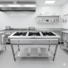 COCINA GAS Total Acero Industrial 3 Hornillas (40x40)