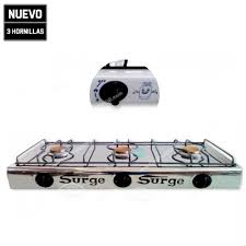 COCINA GAS ACERO 3 Hornillas Sin Tapa - SURGE